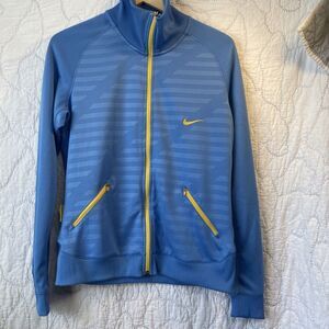 Nike Dri Fit Livestrong FULL Zip Jacket Blue  Yellow Vintage Mens LARGE